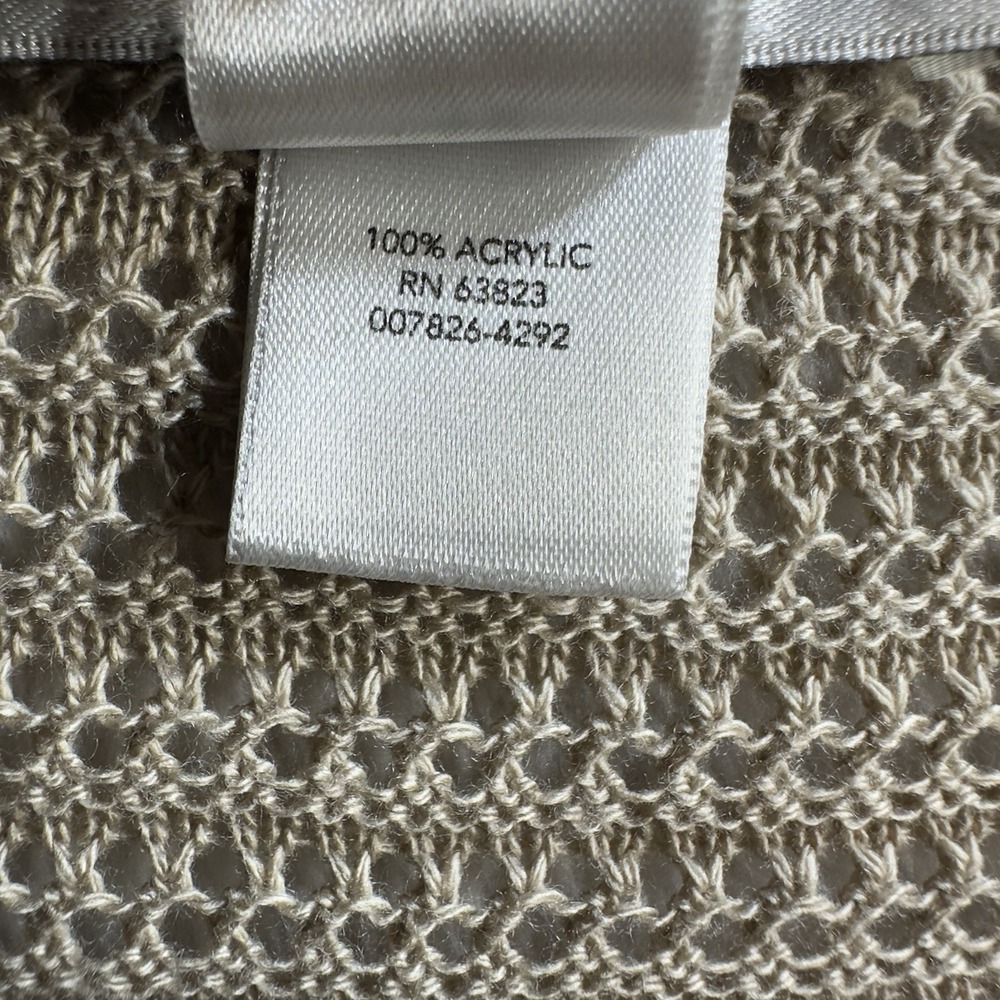 CJ Banks Open Front Cardigan Women's 1X Beige‎ Open Knit 3/4 Sleeve - Picture 3 of 8